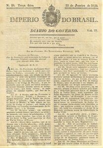 Diário do Governo do Império do Brasil de 22 de janeiro de 1833